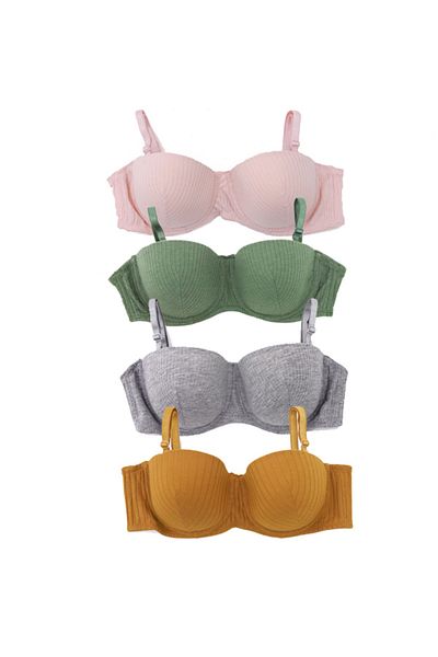 Lora Garden B Cup Unpadded Covered Underwire Full Pattern Strapless Bra Pack of 4