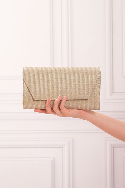 ROZA CANTA Γυναικείο βραδινό φόρεμα Gold Glitter, Clutch Evening Bag