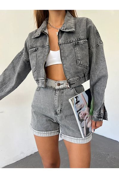 DENİKK 5410 Zippered Double Pocket Trend Women's Denim Jacket