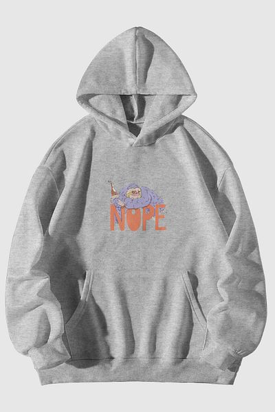 Harmandar Φούτερ με κουκούλα με κουκούλα Nope Lazy Animal Printed Unisex Kangaroo Pocket Hoodie