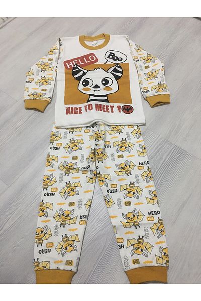 Süpermini Super Mini Baby Supermini 69-00-23 Raccoon Patterned 2-Piece Girl's Pajama Set 4-6 Years