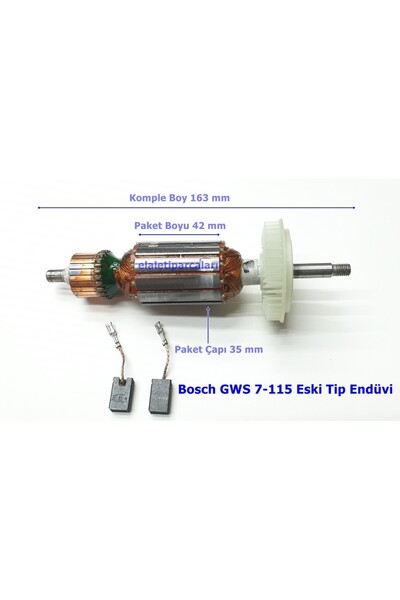 Nesta Bosch Tipi GWS 7-115 Endüvi Rotor Kollektör ve Kömürü
