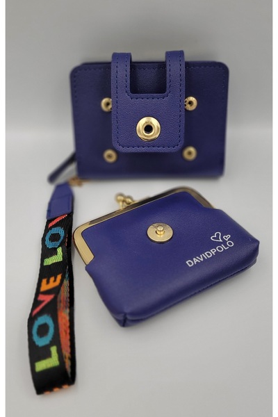DAVİD POLO CÜZDAN Kırase Kadın Ithal Lacivert Cepli Çok Bölmeli Şik Para Cüzdanı
