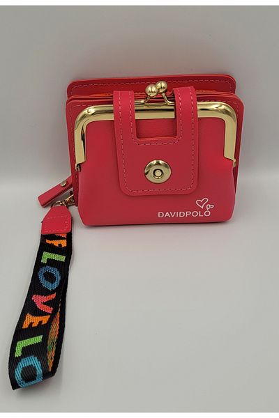 DAVİD POLO CÜZDAN Kırase Women's Imported Fuchsia Multi-Compartment Stylish Money Wallet with Pockets