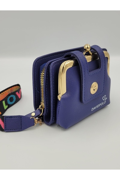 DAVİD POLO CÜZDAN Kırase Kadın Ithal Lacivert Cepli Çok Bölmeli Şik Para Cüzdanı