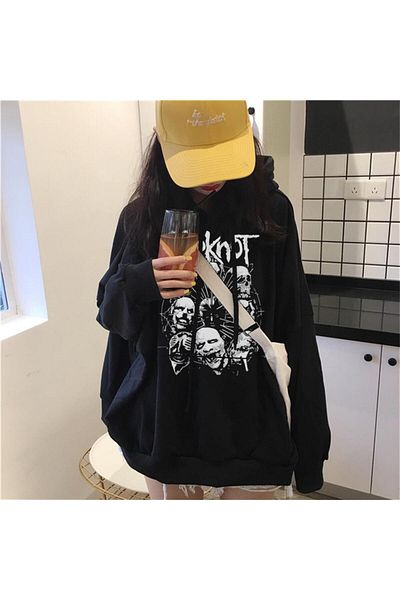 Touz Φούτερ με κουκούλα LAGOM FASHION Slipknot Skulls με στάμπα μαύρο Unisex