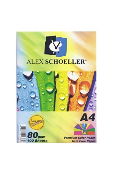 Alex Schoeller ورق نسخ ملون مقاس A4 - 100 قطعة، 80 جرام. 10 ألوان متنوعة (ALX...
