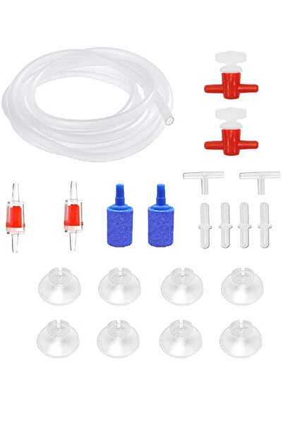 Petistera مجموعة محرك هواء لحوض السمك - خرطوم هواء بطول 5 أمتار وقطع غيار