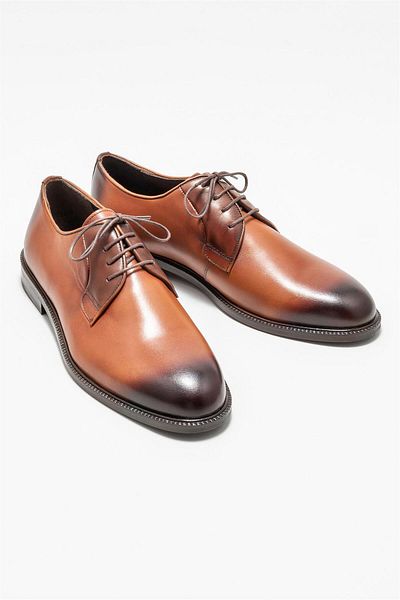 Elle Shoes حذاء كلاسيكي من الجلد باللون البني للرجال