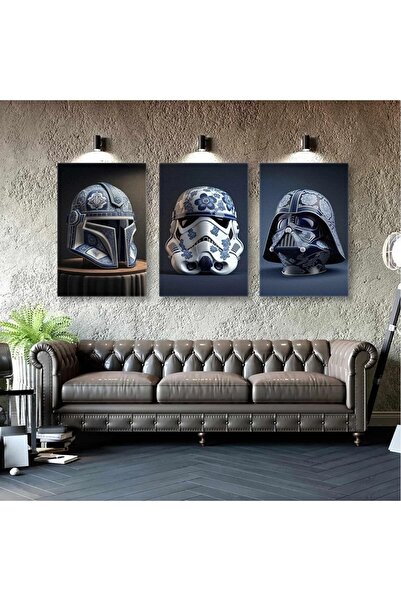 CANVASUM Star Wars Darth Wader Jedi Stormtrooper Maskesi Çini Seramik Üçlü Ko...