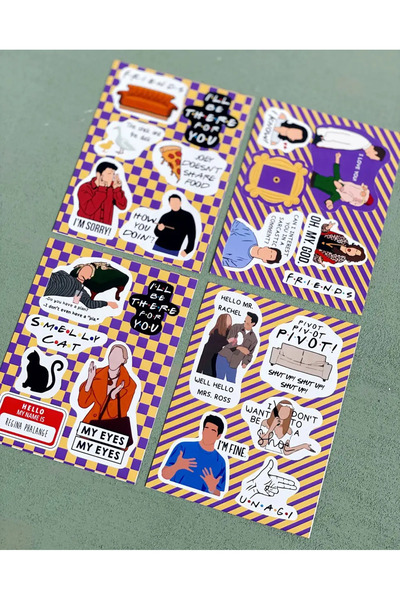 Bikutumutluluk FRİENDS TEMALI STİCKER PACK EĞLENCELİ 4'LÜ STİCKER SETİ