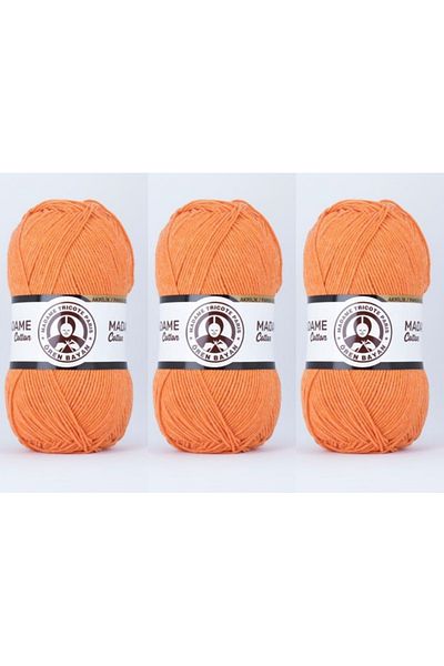 Ören Bayan Νήματα πλεξίματος χειρός Madame Cotton 100 gr 3 τεμαχίων Χρώμα παπάγια