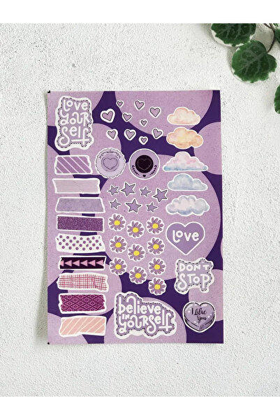 Bikutumutluluk LİLA PASTEL YOLCULUK STİCKER SETİ
