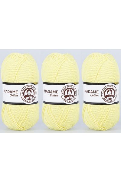 Ören Bayan Madame Cotton Hand Knitting Thread 100 gr 3 Pieces Color 006 Canary Yellow