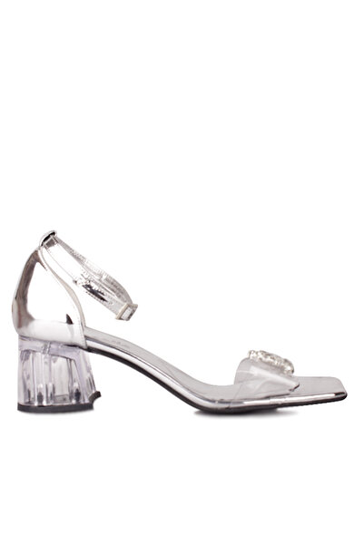 Fitbas 111273 771 Γυναικεία Ασημένια Σανδάλια με Τακούνι Μεγάλου & Μικρού Μεγ...