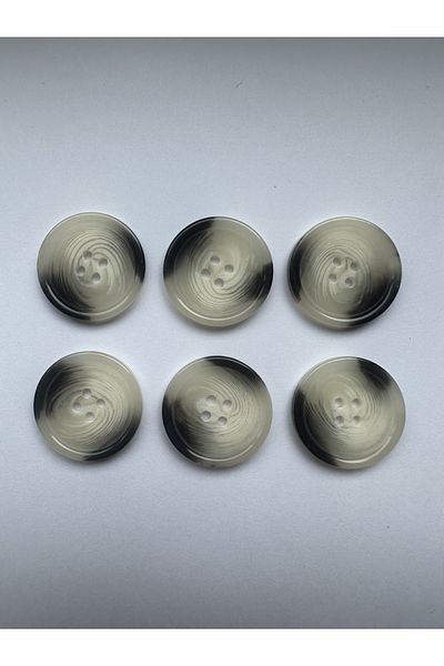 aensia White Black Marble Marble Pattern Design Button Flat Polyester Button 40 Size Buttons - Pack of 6