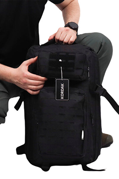 KORDAK 45 Lt Siyah Kamuflaj Askeri Çanta - Lazer Kesim Taktik Çanta