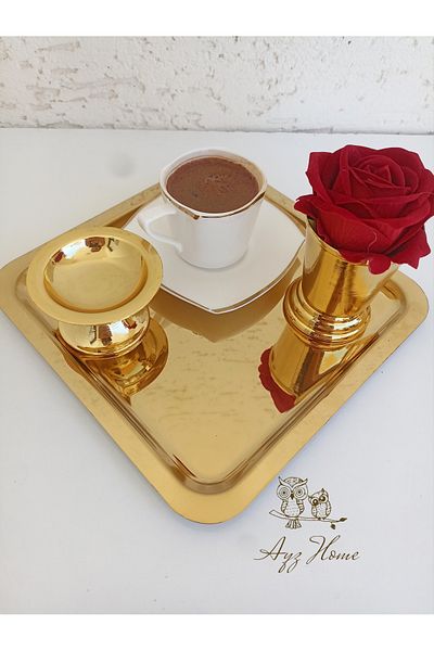 AYZ HOME Presentation Tray 21*21/ Turkish Delight Cup/ Rose Bucket/ Velvet Rose Set -(WORD, ENGAGEMENT, DESIGN, COFFEE PRESENTATION)