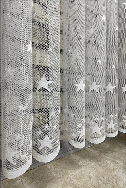 DNZEVGEREÇLERİ ÇOCUK ODASI YILDIZ DESEN TÜL PERDE EKSTRAFORLU DÜZ DİKİM