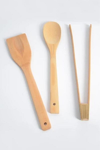 Tiesa Home Set of 3 Wooden Spoons, Spatulas and Tongs