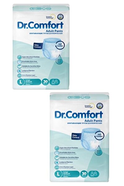 Dr.Comfort سراويل داخلية ماصة مقاس L، عبوتان تحتوي على 30 حفاضة للمريض