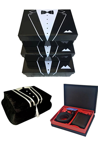 Çt Çeyizci Tekstil 3lü Damat Kutusu & Damat Sandığı Ve Kemer Cüzdan Bohça Seti