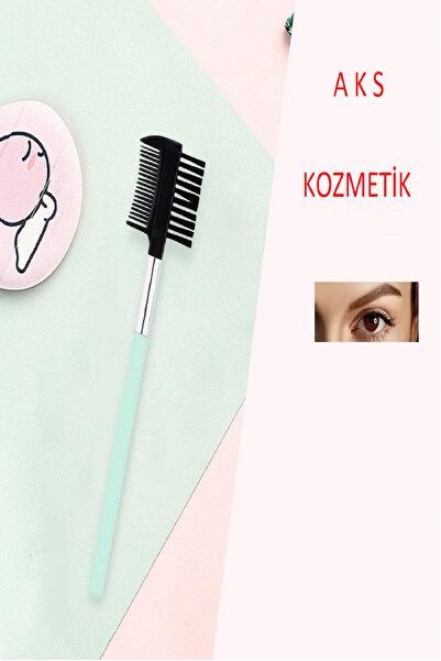 aks kozmetik Makyaj Fırça Seti 5 Parça Allık Göz Kaş Ve Far Fırçası Kaş Ve Kirpik Tarağı TURKUAZ