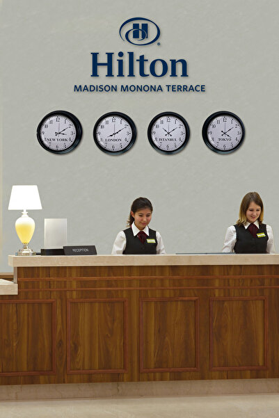 Platin Saat 40 سم معدن أسود أبيض قرص 4 قطع مجموعة فندق التوقيت العالمي