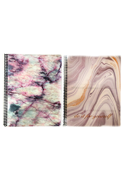 FLY COLOR A4 P.P Kapak 96 Yaprak Çizgili Desenli Spiralli Defter Seti 2 Adet