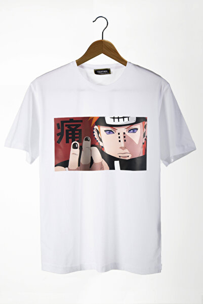 Terapi Men Unisex White Front Anime Printed Oversize βαμβακερό μπλουζάκι