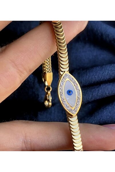 Buqete سوار نسائي من الفولاذ المقاوم للتشويه على شكل عين الشر