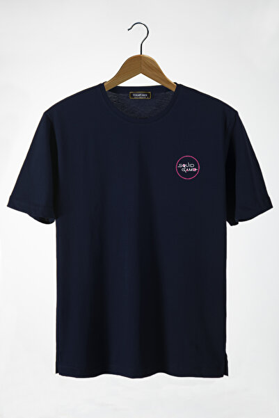Terapi Men Unisex Navy Blue μπροστινό λογότυπο παιχνιδιών Squid Printed Crew ...