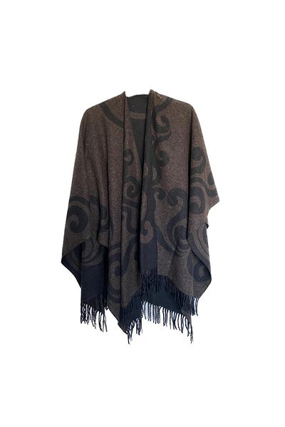 Beka Collection Keel Patterned Jacquard Poncho
