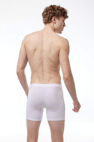Malabadi Ανδρικό λευκό 2 πακέτο Cotton Elastane Long Boxer 073