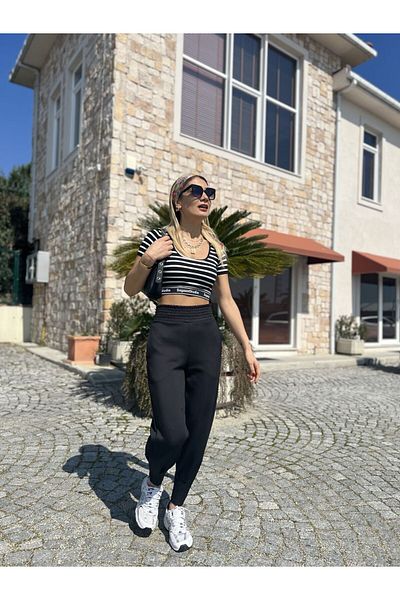 EGN Fashion SCUBA Fabric Jogger Trousers Black-M