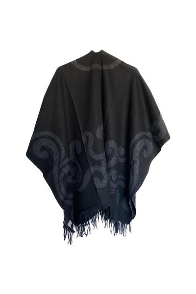 Beka Collection Keel Patterned Jacquard Poncho