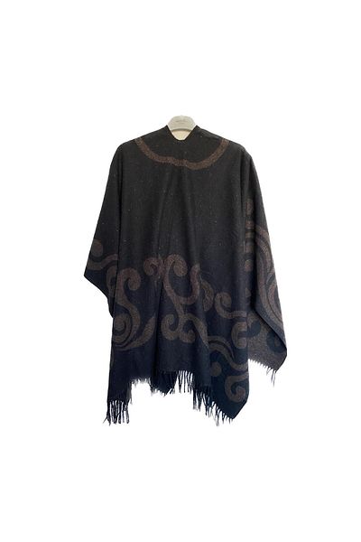 Beka Collection Keel Patterned Jacquard Poncho