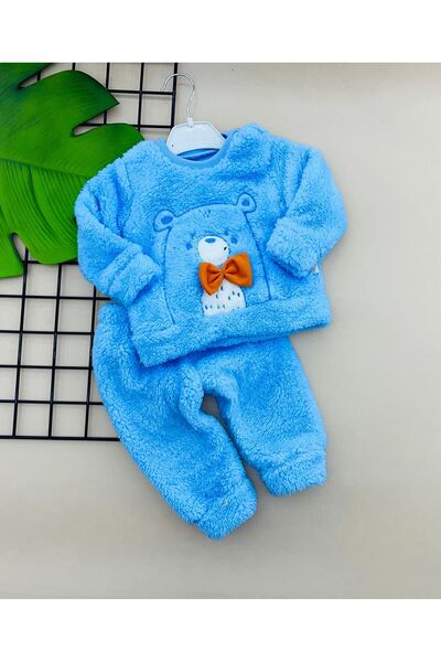 Bebellom Welsoft Peluş Unisex Üçip Fermuarlı Kışlık Bebe Takım Çocuk Bebe Ikili Takım Çocuk Bebek Kışlık