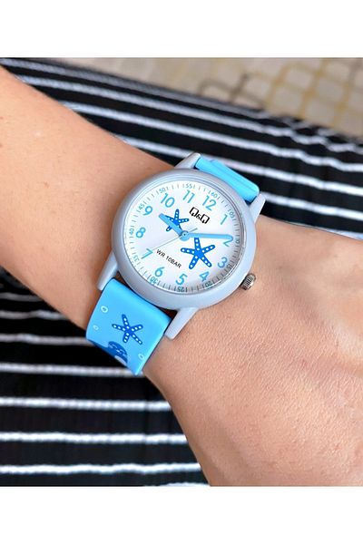Q&Q VS228J11YW Waterproof Children's Wristwatch with Silicone Cord