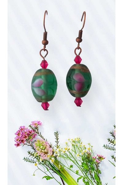 Crystal Atelier Handmade Glass Indian Beaded Dangle Earrings