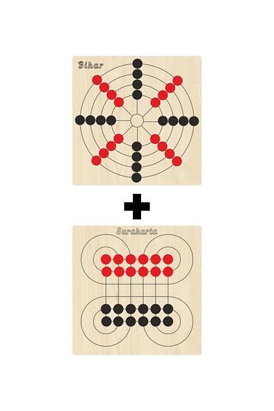 Ahtek Wooden Surakarta + Bihar Mind, Intelligence, Strategy and Skill Games Set