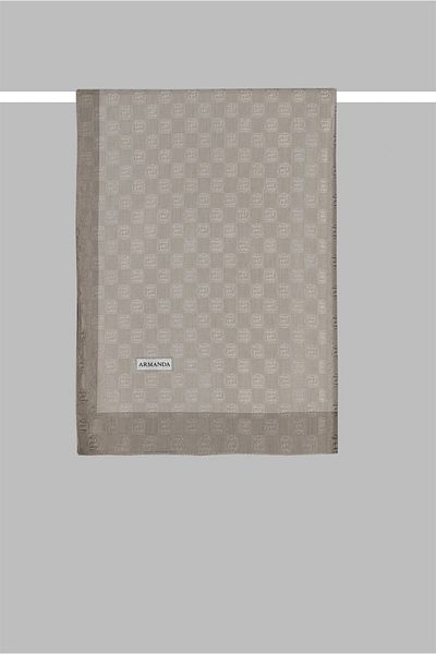 ARMANDA Checkerboard Monogram Shawl - Pebble
