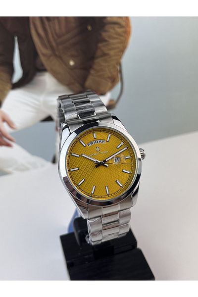 DAVID GUNER STEEL MEN'S WRISTWATCH WITH CALENDAR