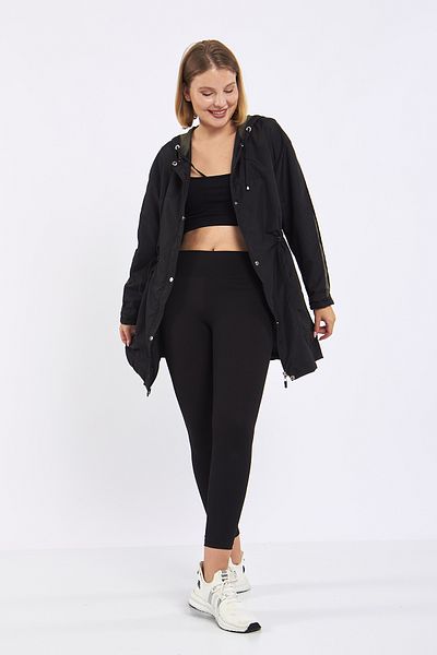 Moda Tuğram Μαύρο μανίκι Micro Midi Αδιάβροχο & Αντιανεμικό Χακί