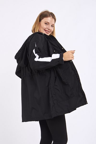 Moda Tuğram Μαύρο μανίκι Micro Midi Λευκό αδιάβροχο & αντιανεμικό