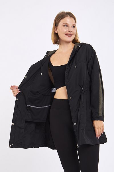 Moda Tuğram Μαύρο μανίκι Micro Midi Αδιάβροχο & Αντιανεμικό Χακί