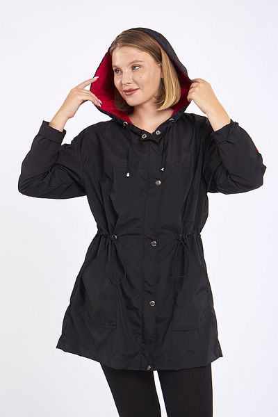 Moda Tuğram Μαύρο μανίκι Micro Midi Κόκκινο αδιάβροχο & αντιανεμικό