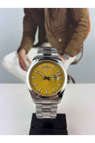 DAVID GUNER STEEL MEN'S WRISTWATCH WITH CALENDAR