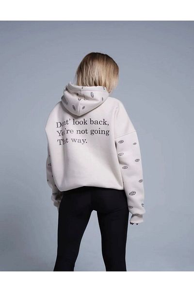 BE QUEEN Hooded Evil Eye Printed 100% Cotton Oversize Full Winter Women's Sweatshirt
