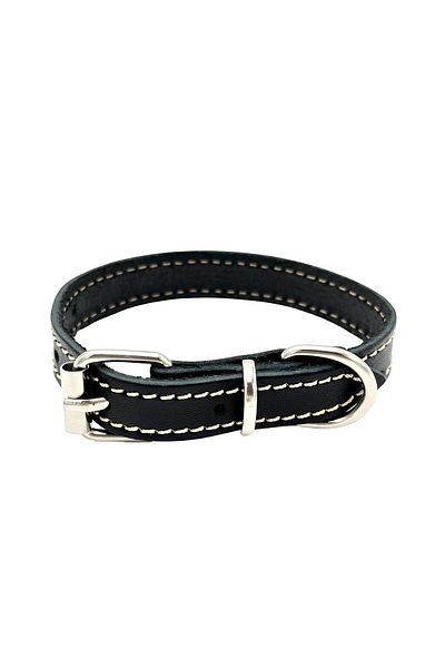 TB Leather Real Leather Cat Collar - Guaranteed Non-Breakable Collar - Black Leather Collar with Vegetable Stitching